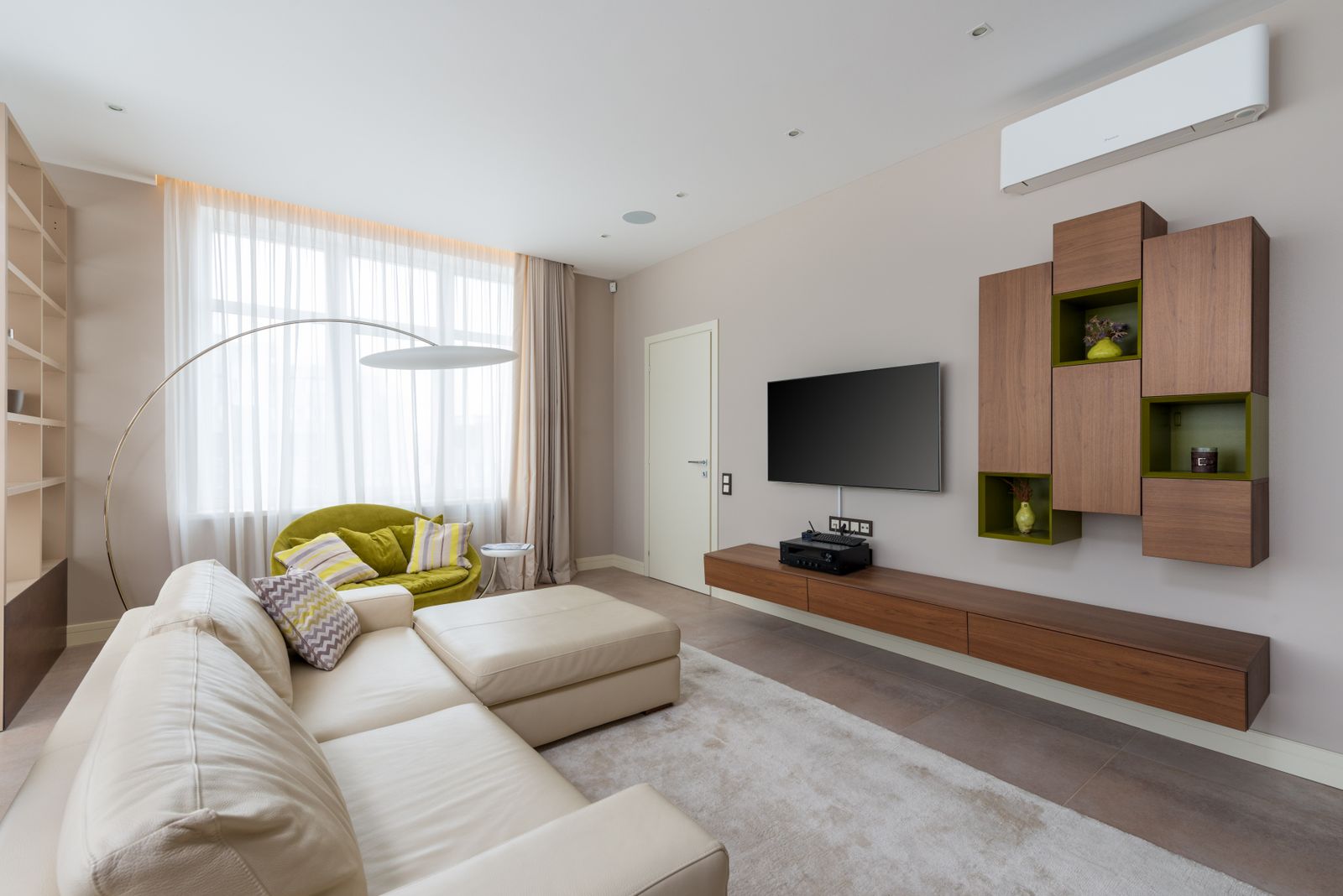 Minimal lounge with fitted air conditioning